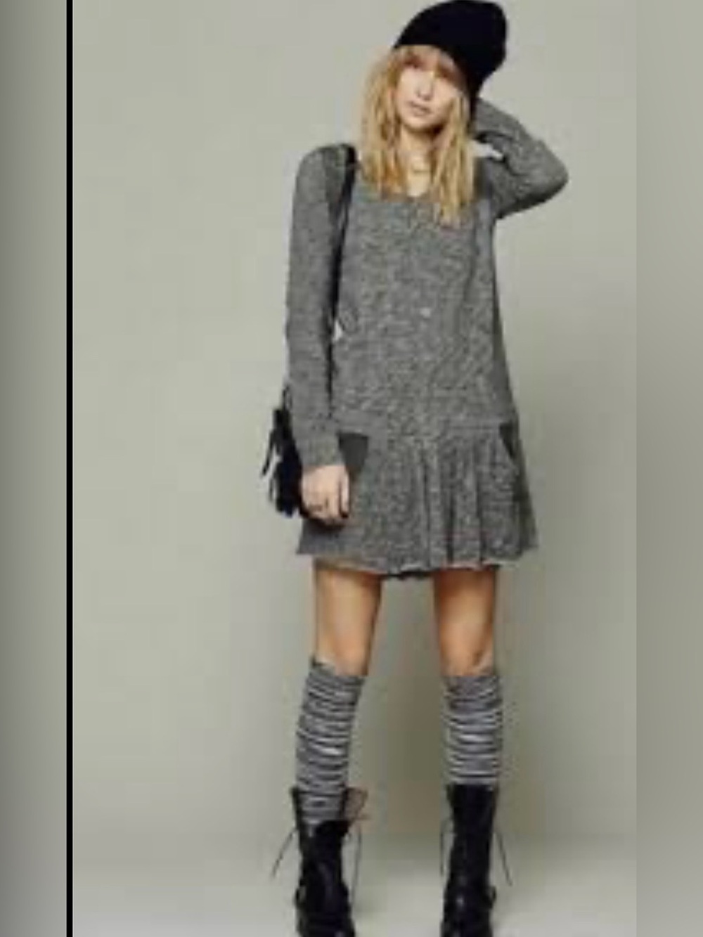 Free People Beach Sweet Nothings Long-Sleeve Drop Waist Crochet Knit Dress